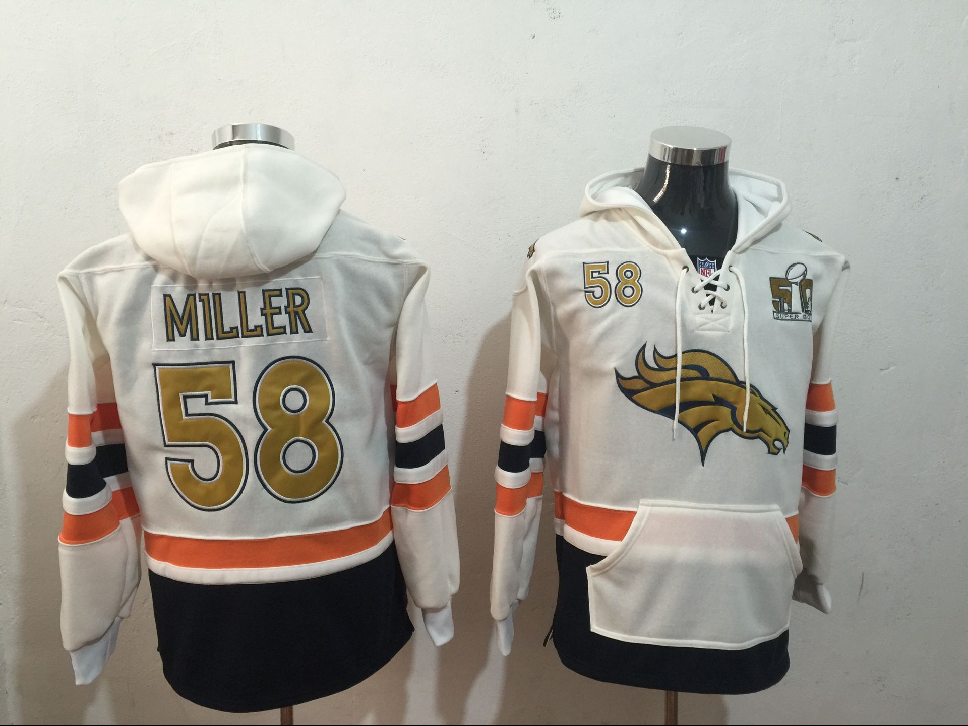 Men NFL Nike Denver Broncos #58 Miller white Sweatshirts->nfl sweatshirts->Sports Accessory